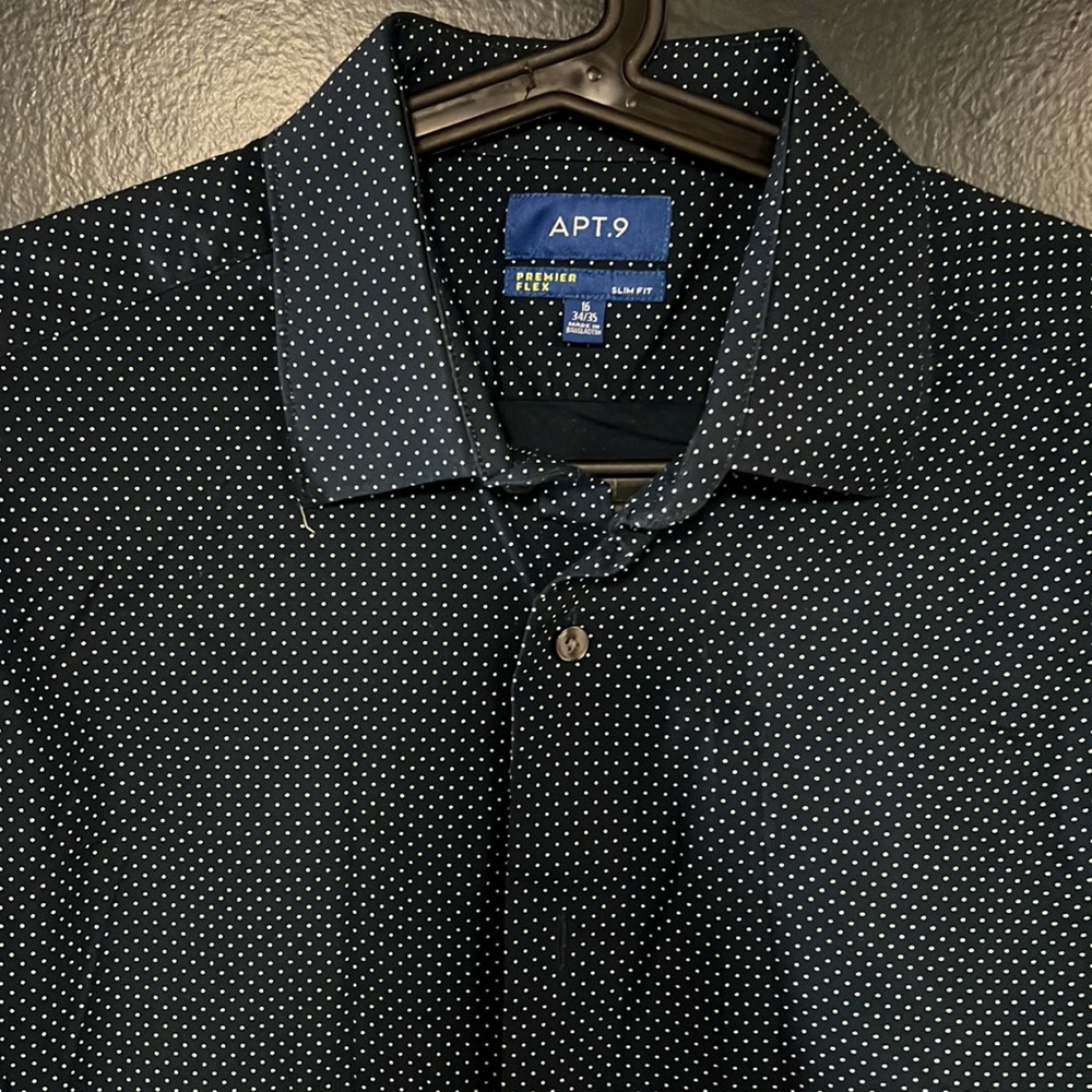 APT.9 Navy blue dotted dress shirt